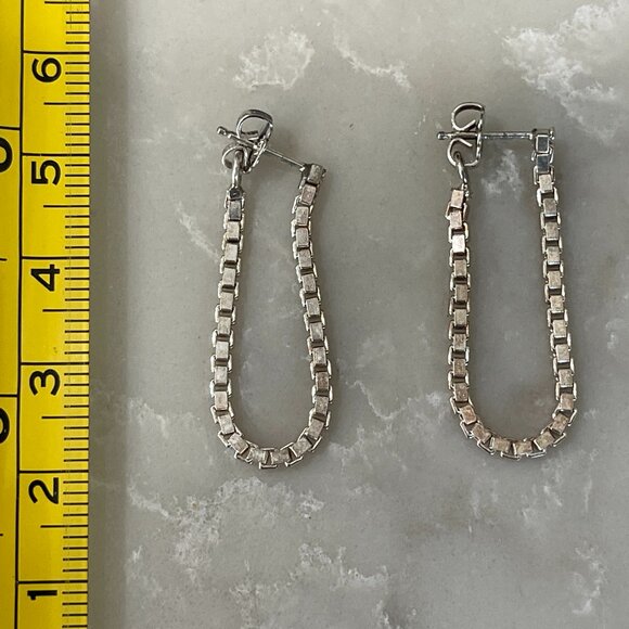 Sterling Silver Box Chain Dangle Earrings-NEW - Picture 4 of 15